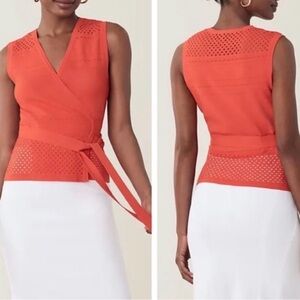 NWT Diane Von Furstenberg Saffa Perforated Wrap Shirt